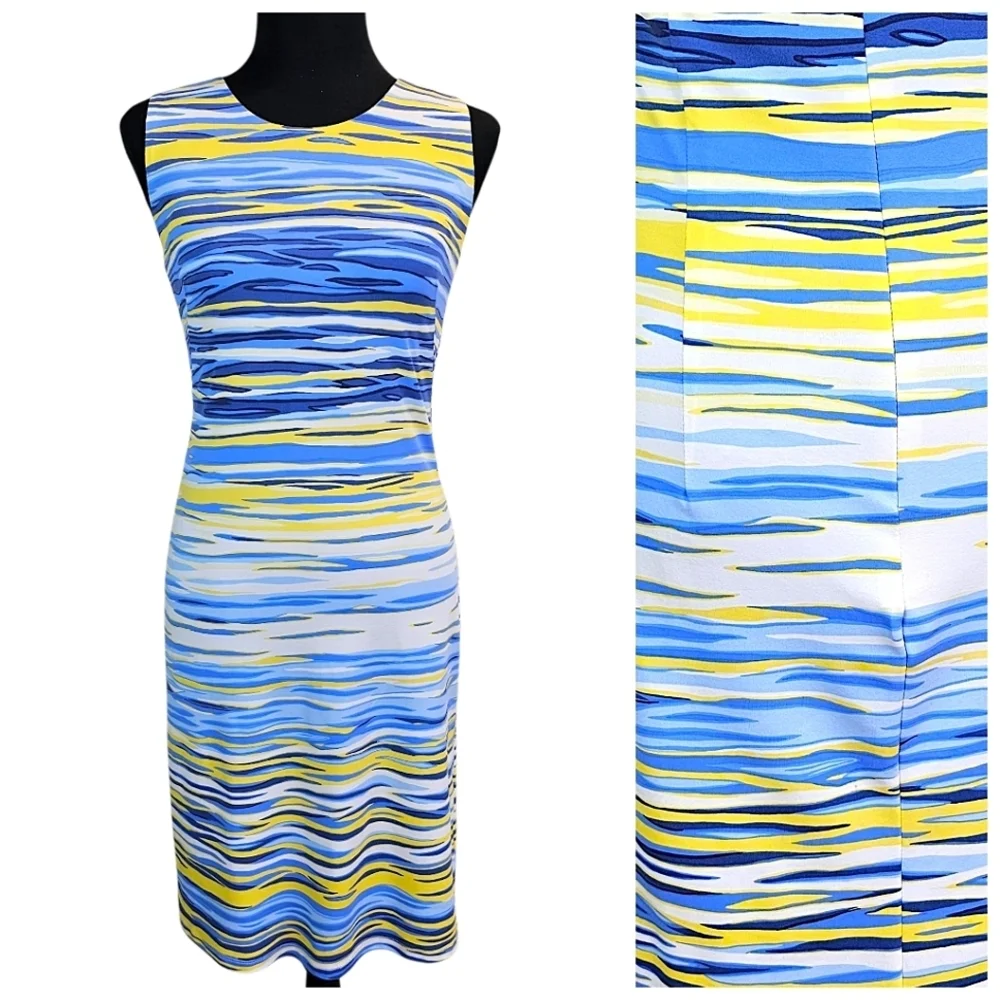 J. McLaughlin Sophia Catalina Cloth Sheath Dress XS Blue Sea Inspired Yachtcore